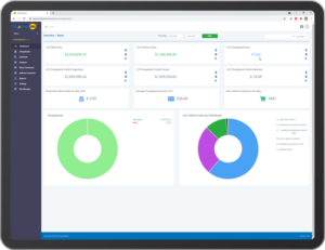 Dashboard screen on tablet
